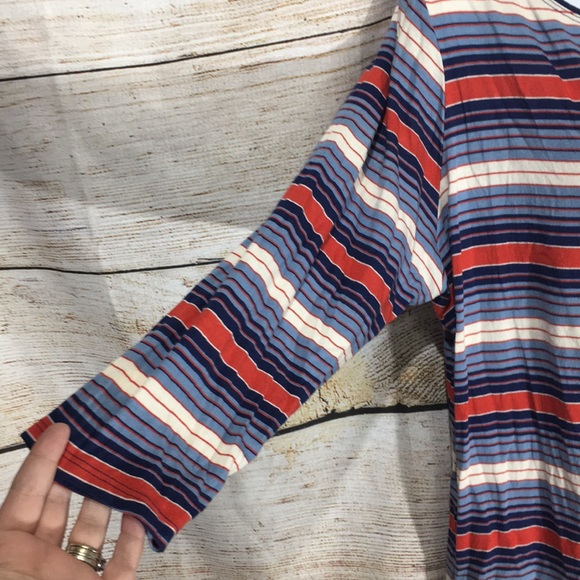 Liz Claiborne 1x 3/4 sleeve shirt blue stripe 557 - Picture 2 of 7